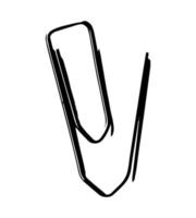 hand- getrokken zwart icoon van een paperclip. schrijfbehoeften symbool. vector