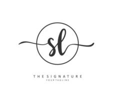 sl eerste brief handschrift en handtekening logo. een concept handschrift eerste logo met sjabloon element. vector