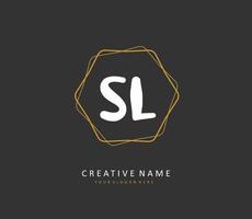 sl eerste brief handschrift en handtekening logo. een concept handschrift eerste logo met sjabloon element. vector