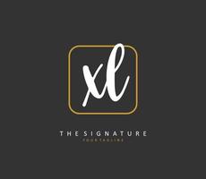 xl eerste brief handschrift en handtekening logo. een concept handschrift eerste logo met sjabloon element. vector