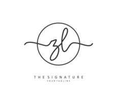 zl eerste brief handschrift en handtekening logo. een concept handschrift eerste logo met sjabloon element. vector