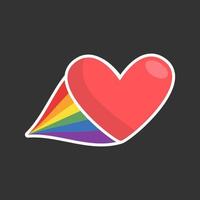 hart icoon met regenboog vlag staart. lgbt ondersteuning en liefde ontwerp. lesbienne, homo, biseksueel, transgender vertegenwoordiging symbool. vector