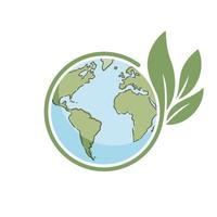 planeet aarde icoon met blad beschermen het. opslaan de wereld, milieuvriendelijk symbool. beschermen de omgeving. vector