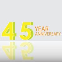 45 jaar verjaardag viering gele kleur vector sjabloon ontwerp illustratie