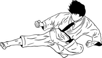 ilustration van taekwondoin aan het doen hoog trap voor taekwondo logo vector