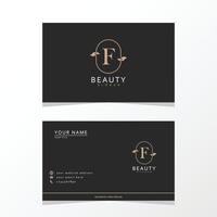 luxueus en elegant minimalistische f logo ontwerp met bedrijf kaart. eerste logo voor handtekening, bruiloft, mode, bloemen en botanisch logo. vector