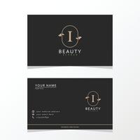 luxueus en elegant minimalistische ik logo ontwerp met bedrijf kaart. eerste logo voor handtekening, bruiloft, mode, bloemen en botanisch logo. vector