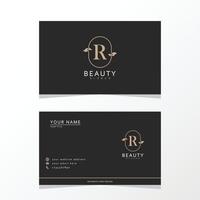 luxueus en elegant minimalistische r logo ontwerp met bedrijf kaart. eerste logo voor handtekening, bruiloft, mode, bloemen en botanisch logo. vector