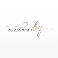 eerste bq vrouwelijk logo collecties sjabloon. handschrift logo van eerste handtekening, bruiloft, mode, juwelen, boetiek, bloemen en botanisch met creatief sjabloon voor ieder bedrijf of bedrijf. vector