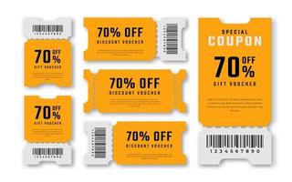 geschenk coupon korting tegoedbon 70 procent uit voor promo code, winkelen, afzet en het beste promo kleinhandel prijzen vector illustratie