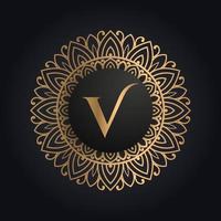 premie brief v logo icoon ontwerp. luxe sieraden kader edelsteen rand logo. schoonheid, mode, spa icoon logo ontwerp vector