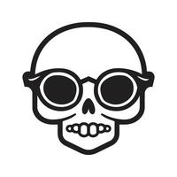 schedel vervelend zonnebril, logo concept zwart en wit kleur, hand- getrokken illustratie vector