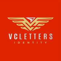 luxe lijn vleugel eerste v c vc logo ontwerp. elegant meetkundig vleugel brief vc. vector