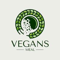 minimalistische tarwe veganistisch logo ontwerp sjabloon. luxe groente blad biologisch logo. vector