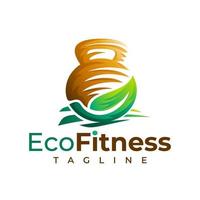 modern eco blad geschiktheid logo ontwerp. helling natuur Gezondheid Sportschool barbell logo. vector