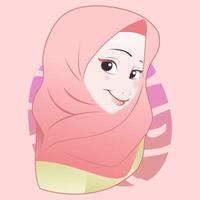 Moslim Islamitisch hijab schattig meisje vector vlak illustratie ontwerp