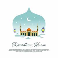 illustratie van ramadan kareem groet achtergrond islamitisch met prachtige Arabische traditionele lantaarn voor de viering van moslimgemeenschap festival. platte vectorillustratie op witte achtergrond vector