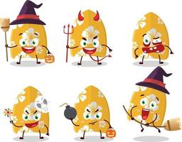 halloween uitdrukking emoticons met tekenfilm karakter van surfing bord vector