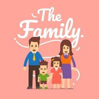 platte ontwerpconcept familie heeft een vader, moeder en kinderen. vector illustraties.