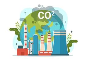 koolstof dioxide of co2 illustratie naar opslaan planeet aarde van klimaat verandering net zo een resultaat van fabriek en voertuig verontreiniging in hand- getrokken Sjablonen vector