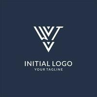 wt driehoek monogram logo ontwerp ideeën, creatief eerste brief logo met driehoekig vorm logo vector