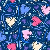 naadloos kinderachtig patroon met trendy hart. creatieve Scandinavische stijl geïsoleerd op blauwe achtergrond. vector kleurrijke liefde voor Valentijnsdag of een andere liefde romantische projecten illustratie