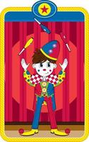 schattig tekenfilm jongleren groot top circus clown vector