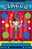 schattig tekenfilm jongleren groot top circus clown vector