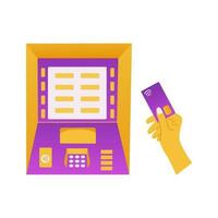Geldautomaat met contactloos betaling, nfc, kaart lezer. vector