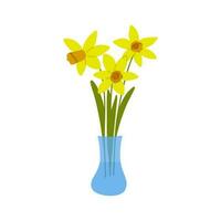 narcissen bloemen in een vaas. narcis. vector hand- getrokken