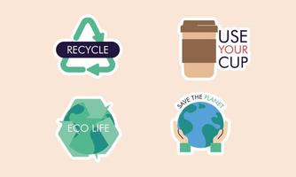 vlak ontwerp ecologie badges pak vector