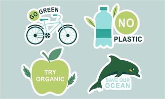 vlak ontwerp ecologie badges pak vector