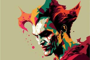 boos gek nar. vector illustratie van eng clown. verschrikking circus hoofd. tekenfilm ontwerp van griezelig