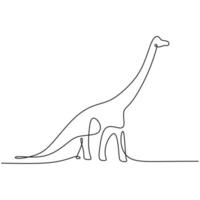 een doorlopende lijntekening van een prehistorische dierendinosaurus voor een logo museumicoon. een gigantische brontosaurus met lange nek geïsoleerd op een witte achtergrond. wilde dieren thema pretpark pictogram vector