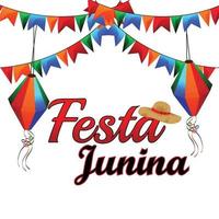 festa junina vectorillustratie met kleurrijke feestvlag vector
