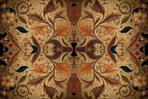 etnisch bloemen naadloos patroon gouden achtergrond. abstract traditioneel volk antiek tribal grafisch lijn. structuur textiel kleding stof Indisch patronen. overladen elegant luxe wijnoogst retro stijl. vector