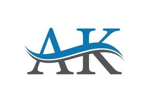 eerste ak brief logo ontwerp, vector ontwerp concept