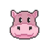 nijlpaard hoofd in pixel kunst stijl vector