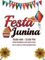 festa junina viering poster met creatieve illustratie vector