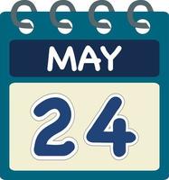 vlak icoon kalender 24 van kunnen. datum, dag en maand. vector illustratie . blauw taling groen kleur spandoek. 24 kunnen. 24e van kunnen.