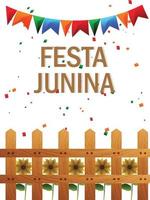 festa junina creatieve illustratie met kleurrijke feestvlag vector