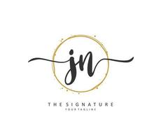 j n jn eerste brief handschrift en handtekening logo. een concept handschrift eerste logo met sjabloon element. vector