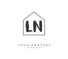 l n ln eerste brief handschrift en handtekening logo. een concept handschrift eerste logo met sjabloon element. vector