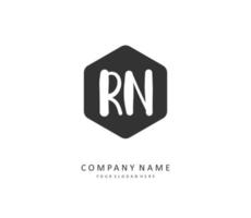 r n rn eerste brief handschrift en handtekening logo. een concept handschrift eerste logo met sjabloon element. vector