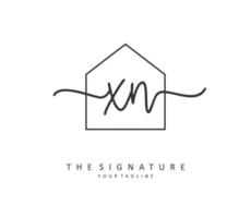 X n xn eerste brief handschrift en handtekening logo. een concept handschrift eerste logo met sjabloon element. vector