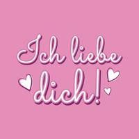 ich liebe dich, ik liefde u Duitse taal Valentijn hart schattig banier ontwerp vector