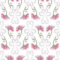 modern naadloos bloemen patroon, hand getekend roze bloemen Aan een wit achtergrond. een elegant sjabloon voor modieus afdrukken, afdrukken, website ontwerp. vector