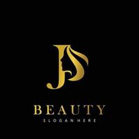 brief j elegantie luxe schoonheid goud kleur vrouwen mode logo vector