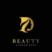 brief d elegantie luxe schoonheid goud kleur vrouwen mode logo vector