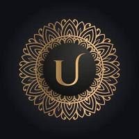 premie brief u logo icoon ontwerp. luxe sieraden kader edelsteen rand logo. schoonheid, mode, spa icoon logo ontwerp vector